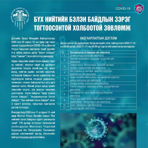 Бүх нийтийн бэлэн байдлын зэрэг тогтоосонтой холбоотой зөвлөмж