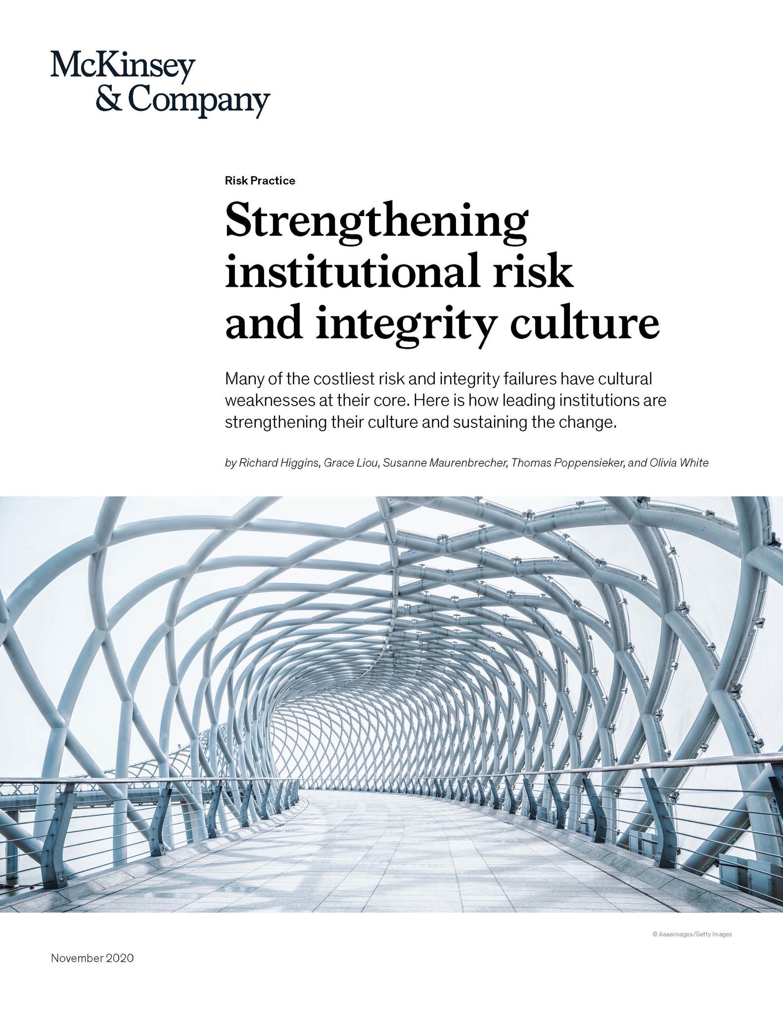 Strengthening institutional risk and integrity culture