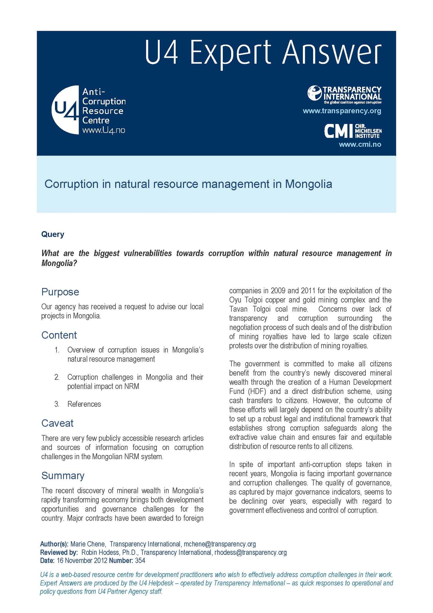 Corruption in natural resource management in Mongolia