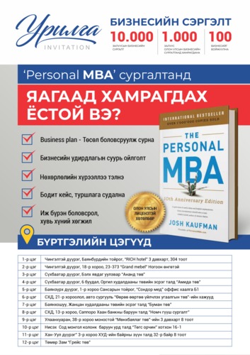10000 залуу: P-MBA сургалтад ХЭН бүртгүүлж байна вэ